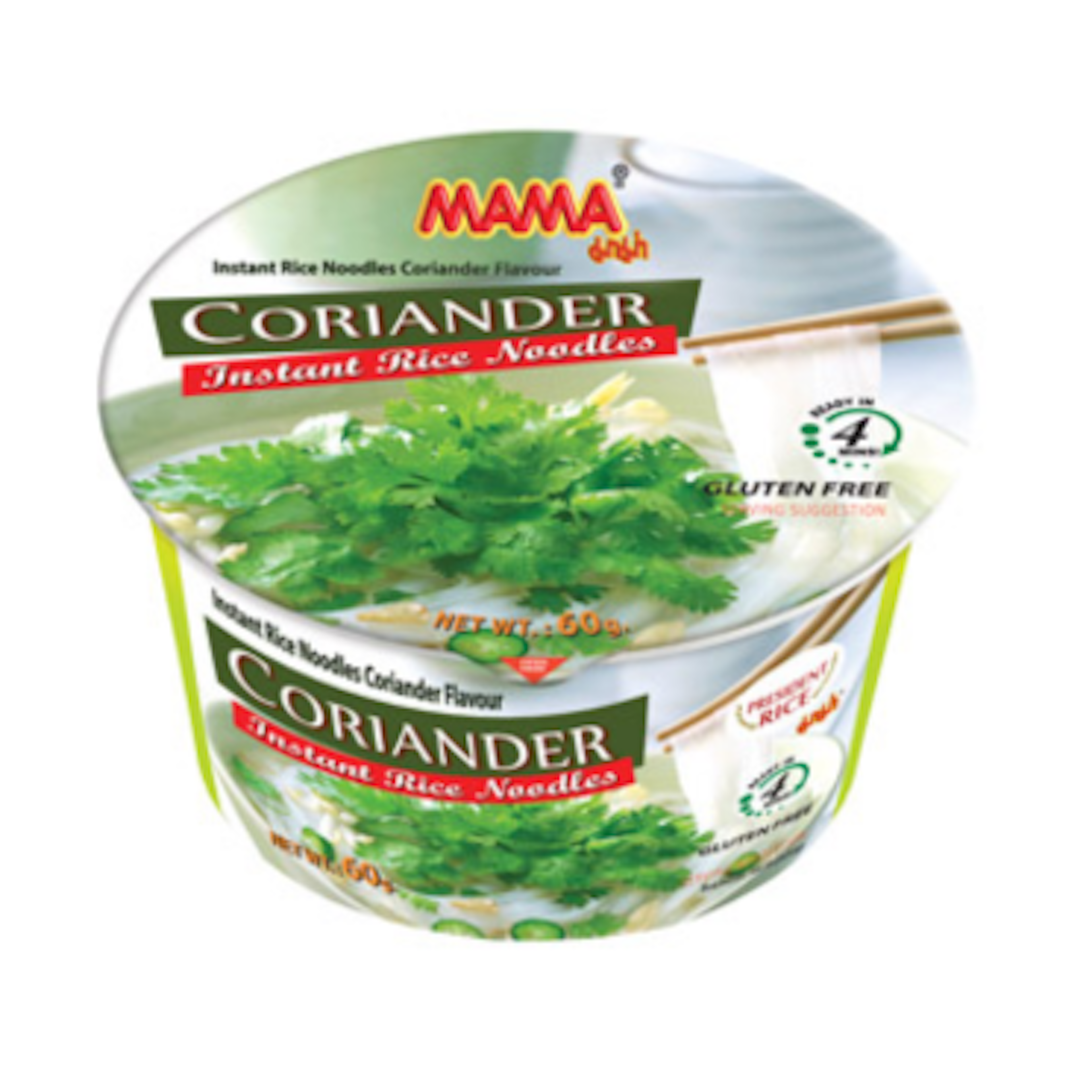 MAMA Instant Reisnudeln Koriander - Schnelle und glutenfreie Reisnudeln, 60g