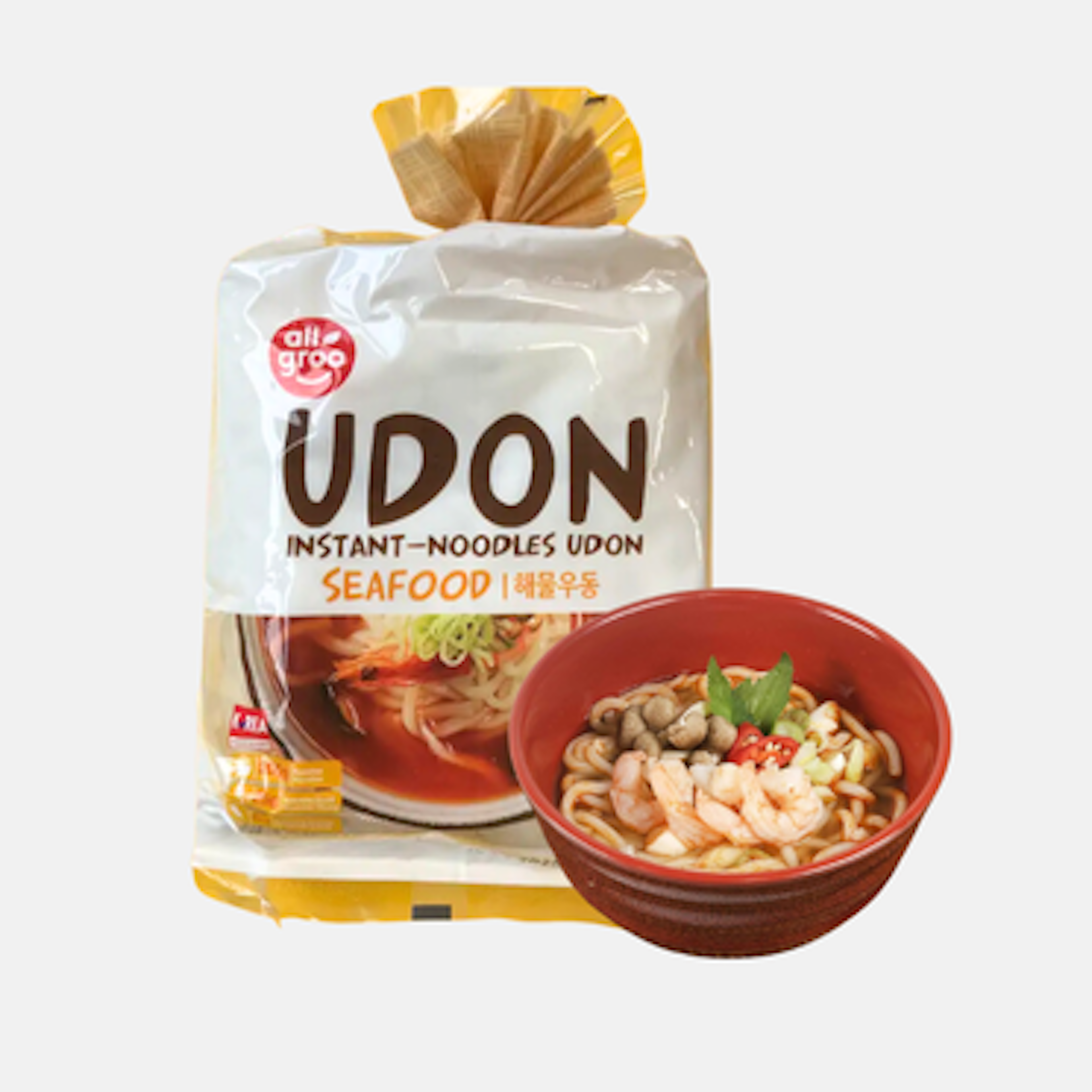 Allgroo Udon Instant-Nudeln Meeresfrüchte - Leckere Udon mit Meeresfrüchtegeschmack, 3er Pack