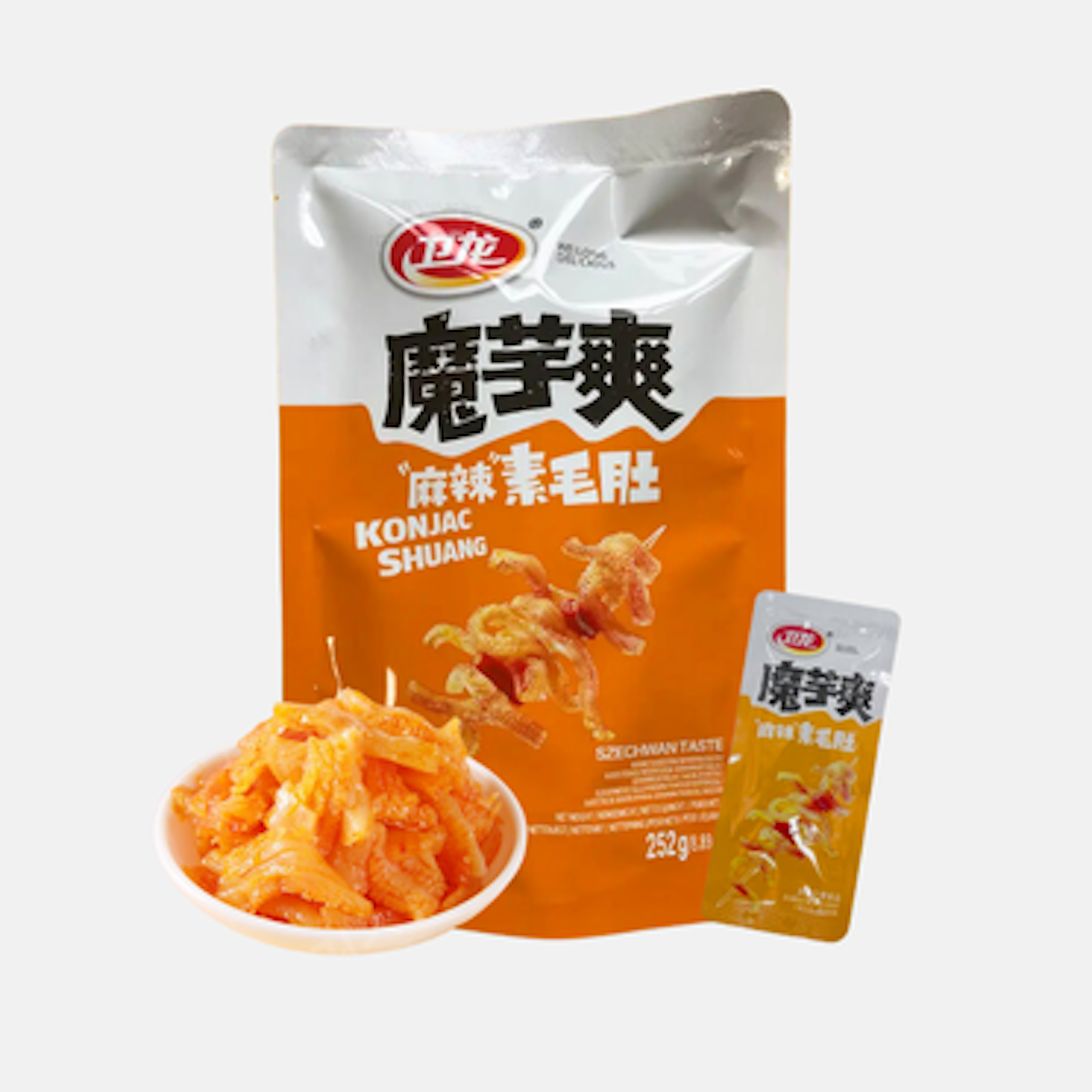 Wei Long Konjac Shuang Szechuan Taste - Kalorienarmer und würziger Konjak-Snack, 252g