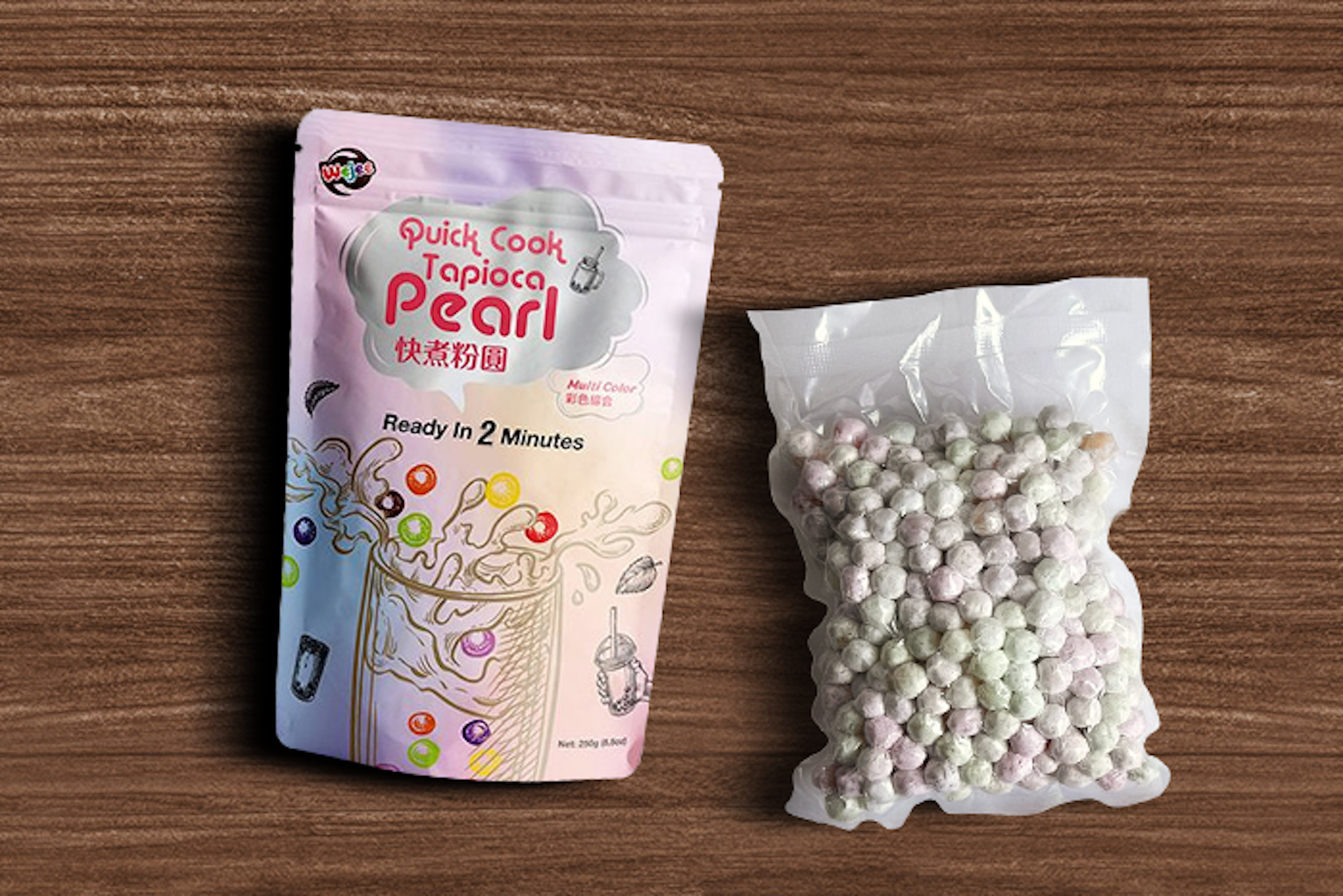 Wejee Quick Cook Tapioca Pearl Multi Color 250g - Bubble Tea Zubereitung mit Wejee Perlen.