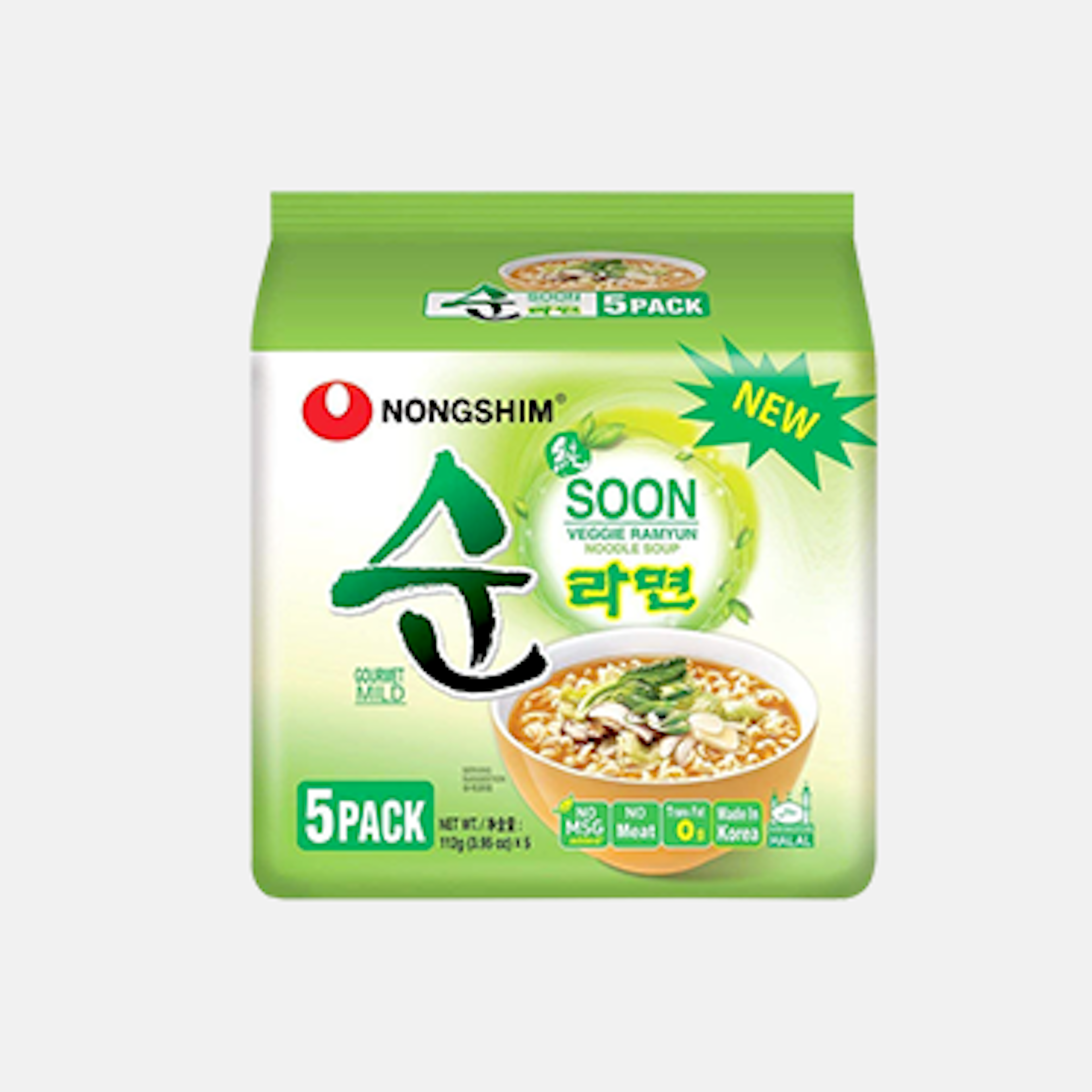 Nong Shim Vegetarisch Soon Nudeln Ramen 5er-Pack – Ideal für Vegetarier