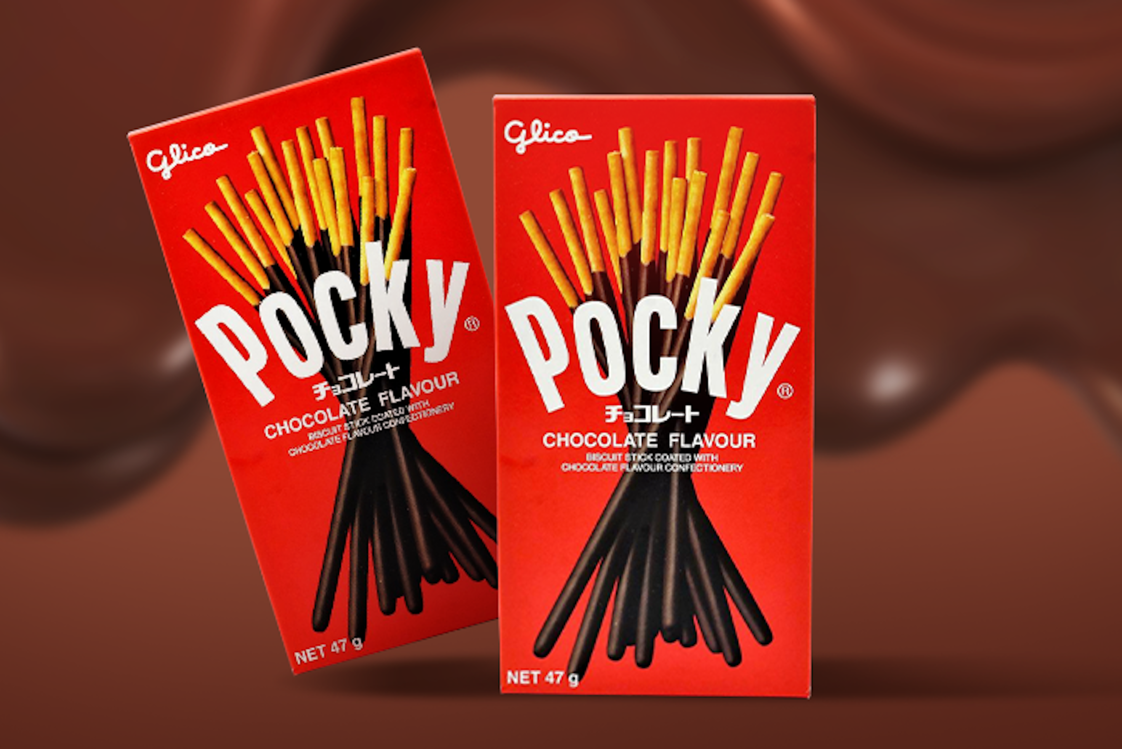 Einzelner-Glico-Pocky-Chocolate-Stick-auf-weißem-Hintergrund