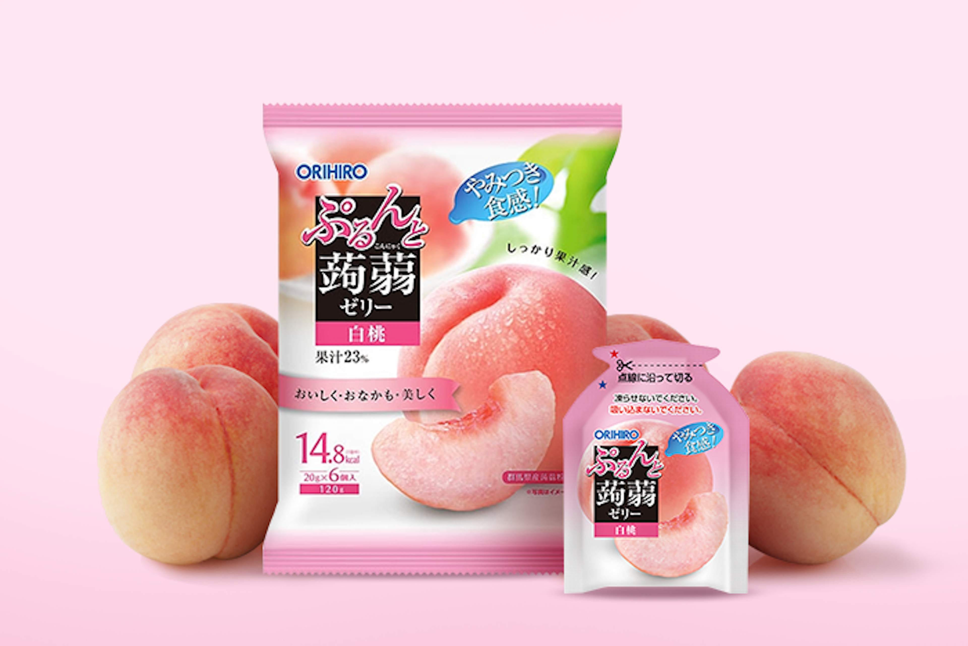 ORIHIRO Purunto Konjac Jelly Pouch Peach 120g - Low calorie and delicious snacks