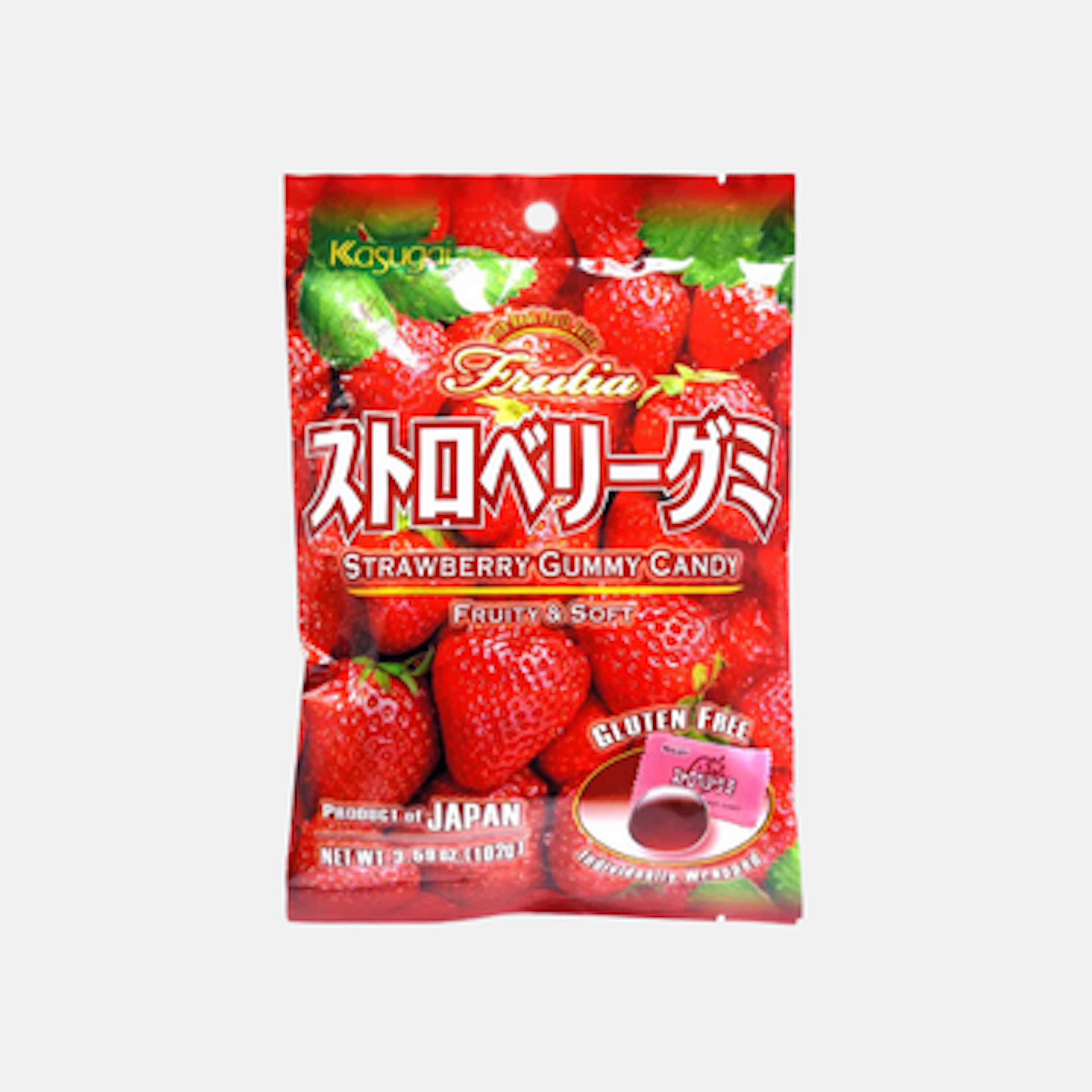 Kasugai Fruchtig & Weich Erdbeer Gummibonbons Glutenfrei 102g - Erfrischender Genuss aus Japan