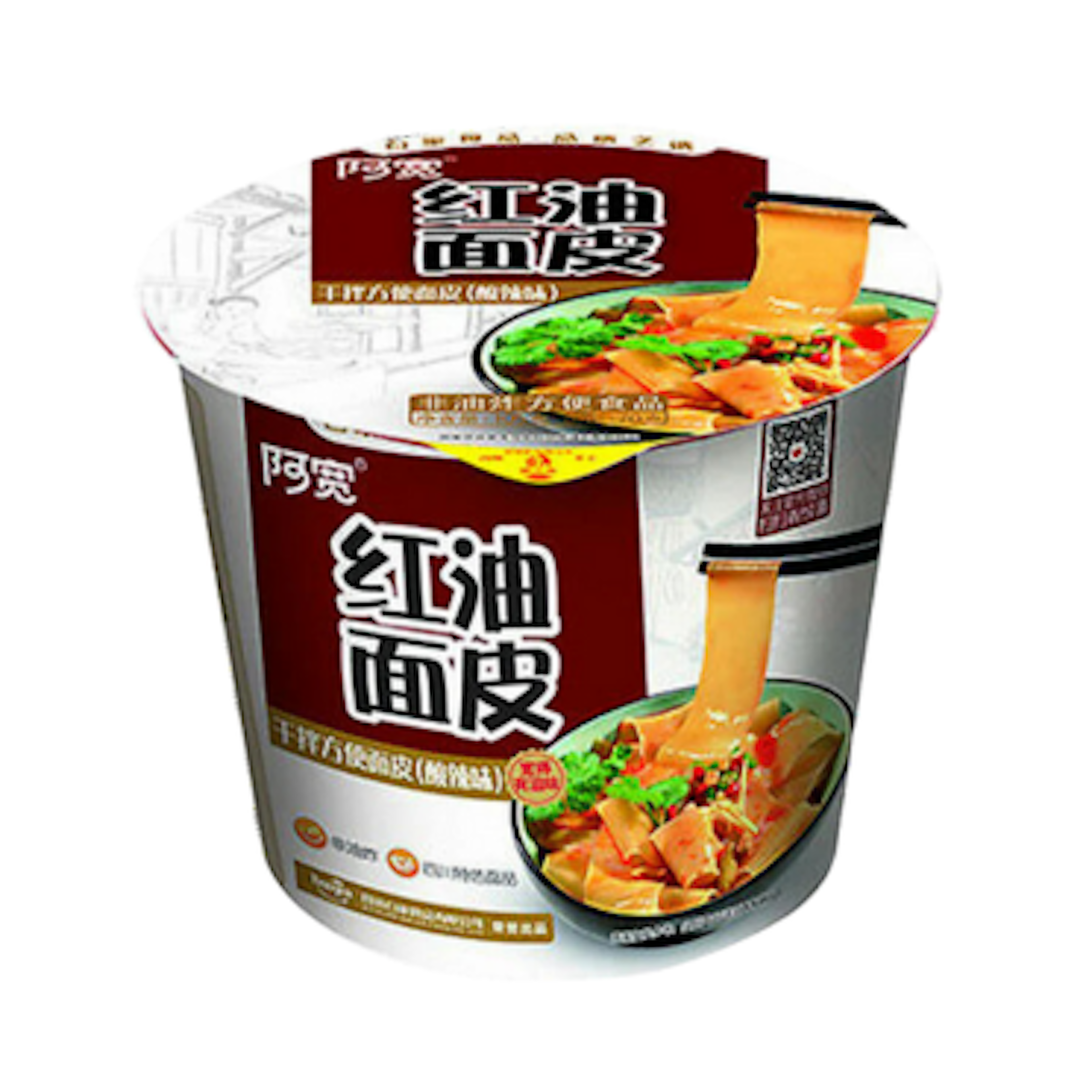 Baijia A-Kuan Broad Noodle Chili Oil Flavor - Spicy and Sour Broad Noodles, 115g