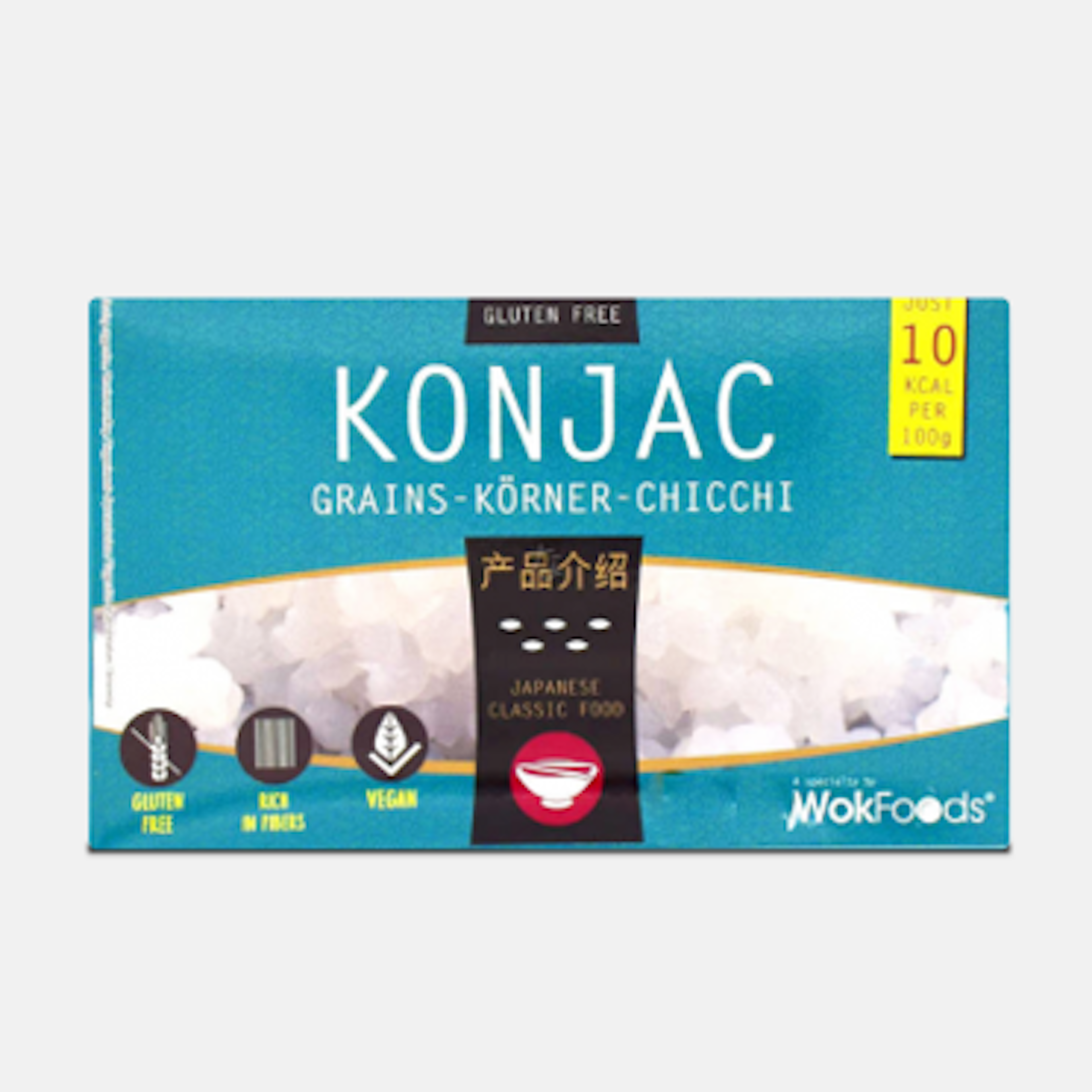 Wok Foods Shirataki Konjac Reis-Körner Chicchi 350g Verpackung.
