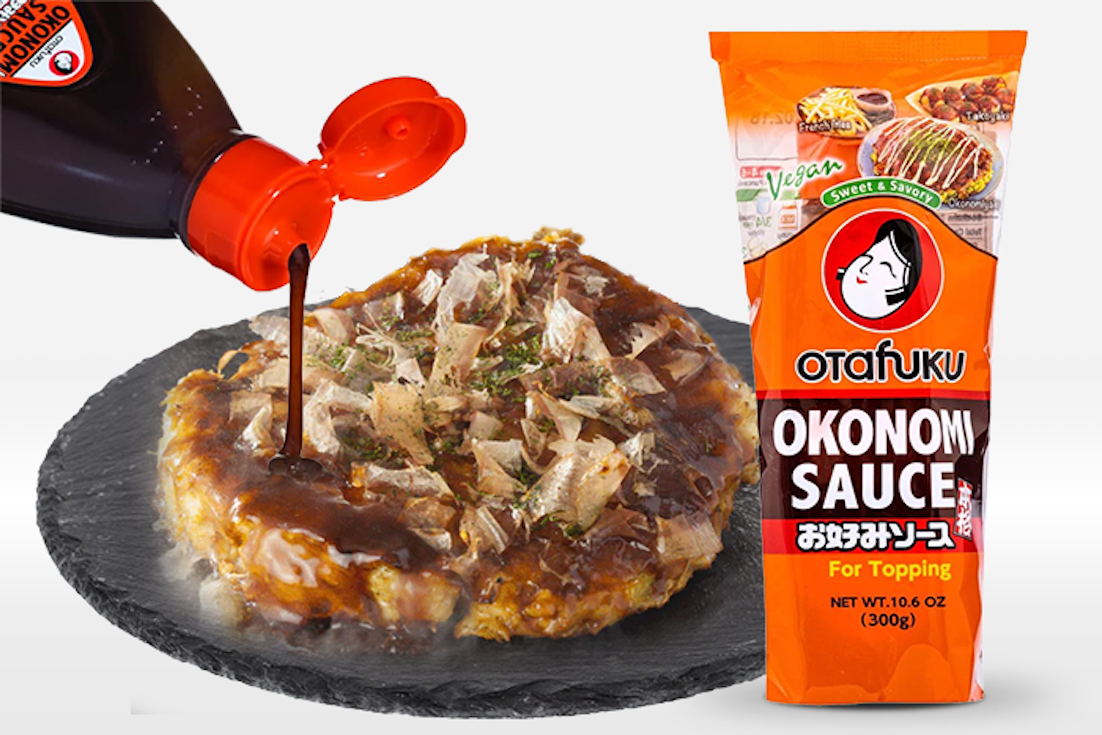 Otafuku Okonomi Sauce 300g - Otafuku Sauce als Teil eines japanischen Rezepts.