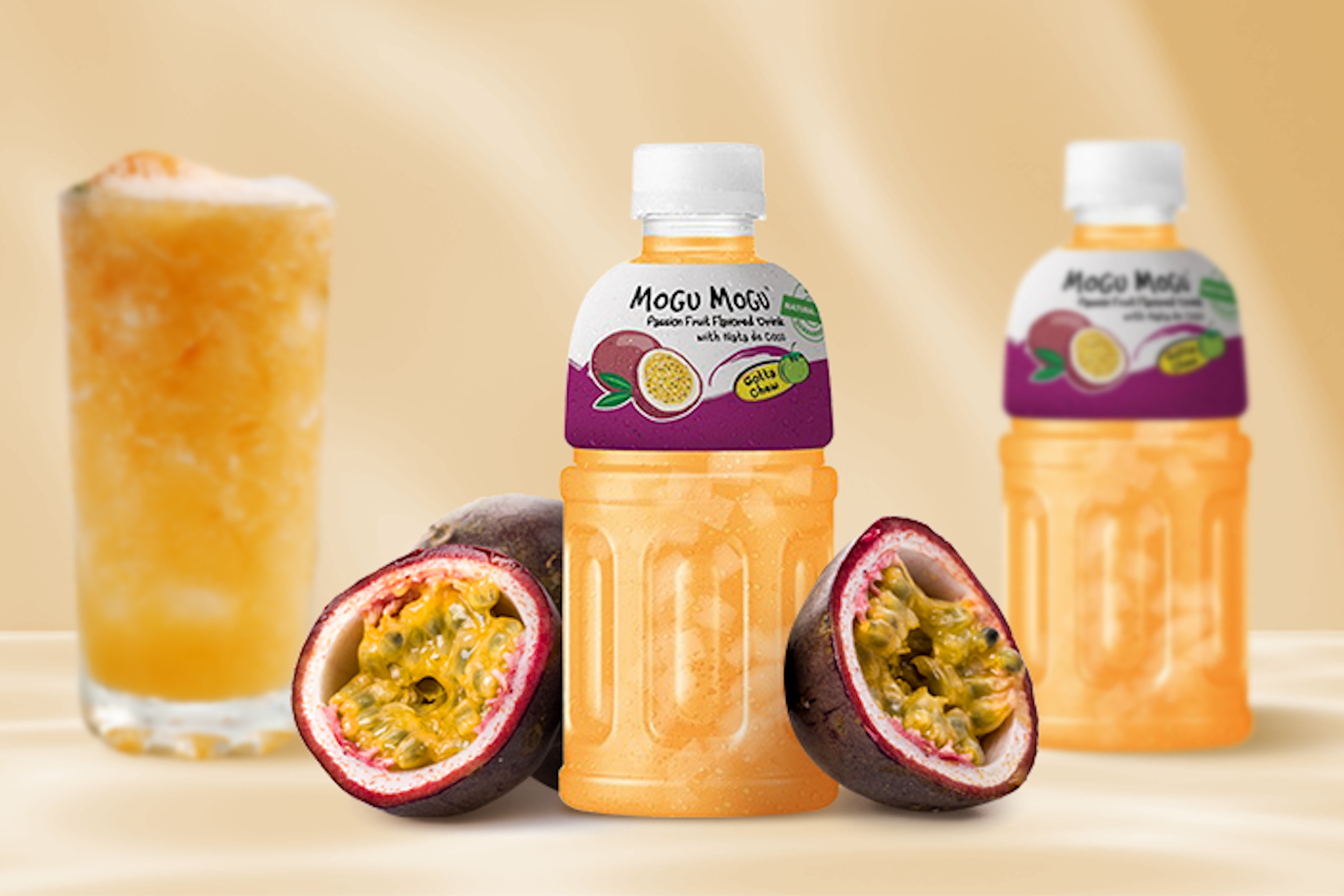 Mogu Mogu Passion Fruit Drink with Nata de Coco 320ml - Refreshingly Exotic