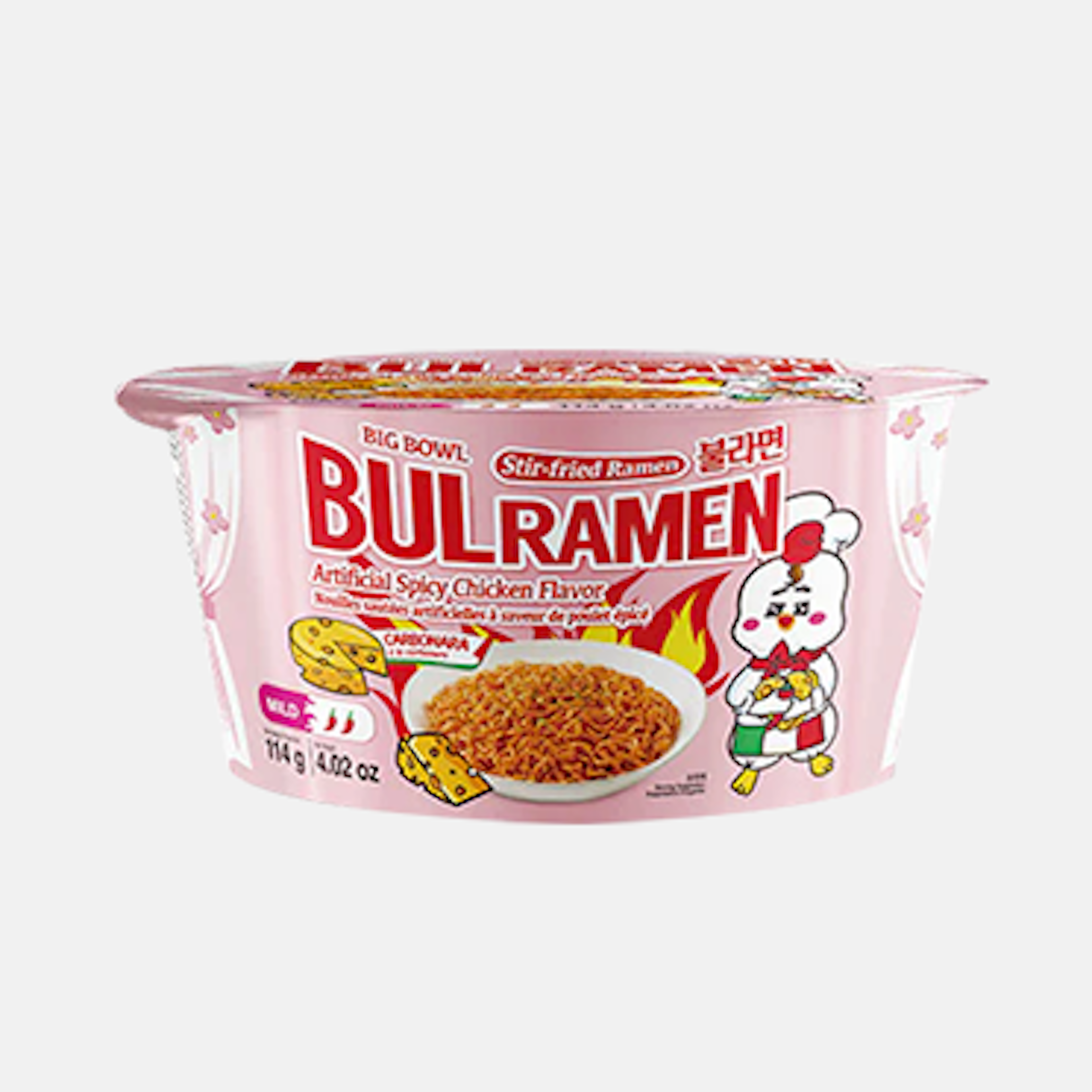 Raon Bulramen Spicy Chicken Flavor Ramyeon Carbonara Big Bowl 114g - Würzige Carbonara Cup-Ramen