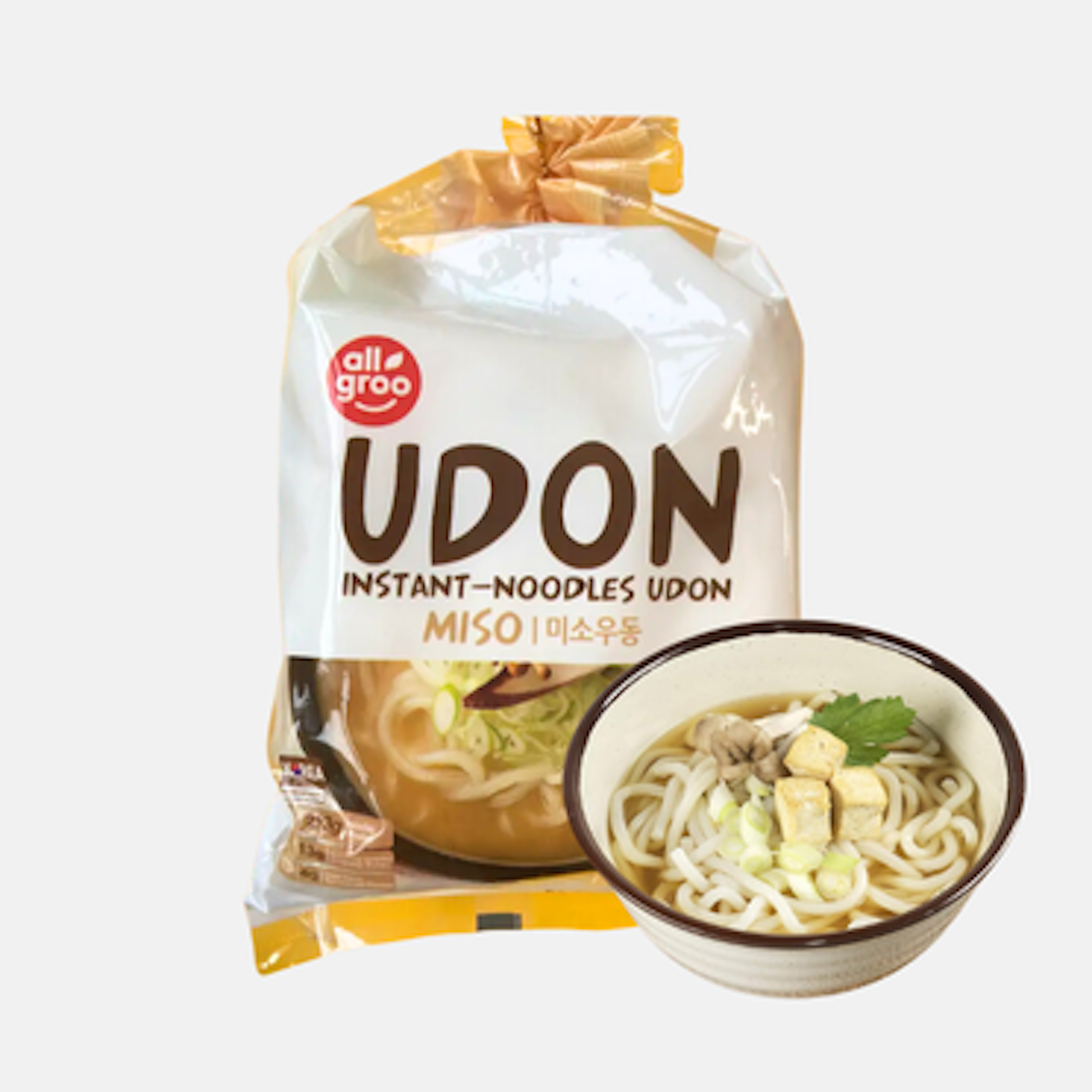 Allgroo Udon Instant-Nudeln Miso - Leckere Udon mit Misogeschmack, 3er Pack
