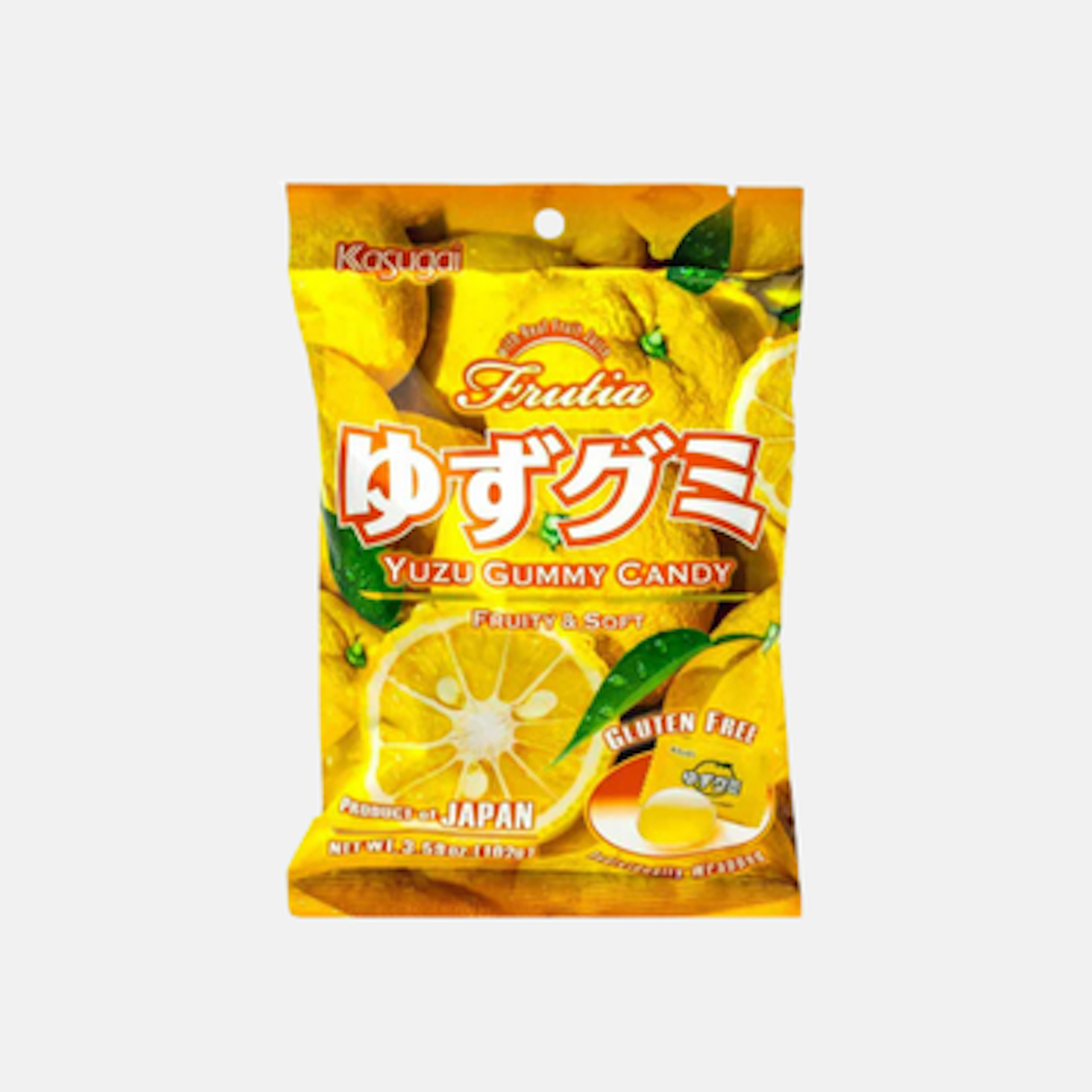 Kasugai Fruchtig & Weich Yuzu Gummibonbons Glutenfrei 102g - Erfrischender Genuss aus Japan