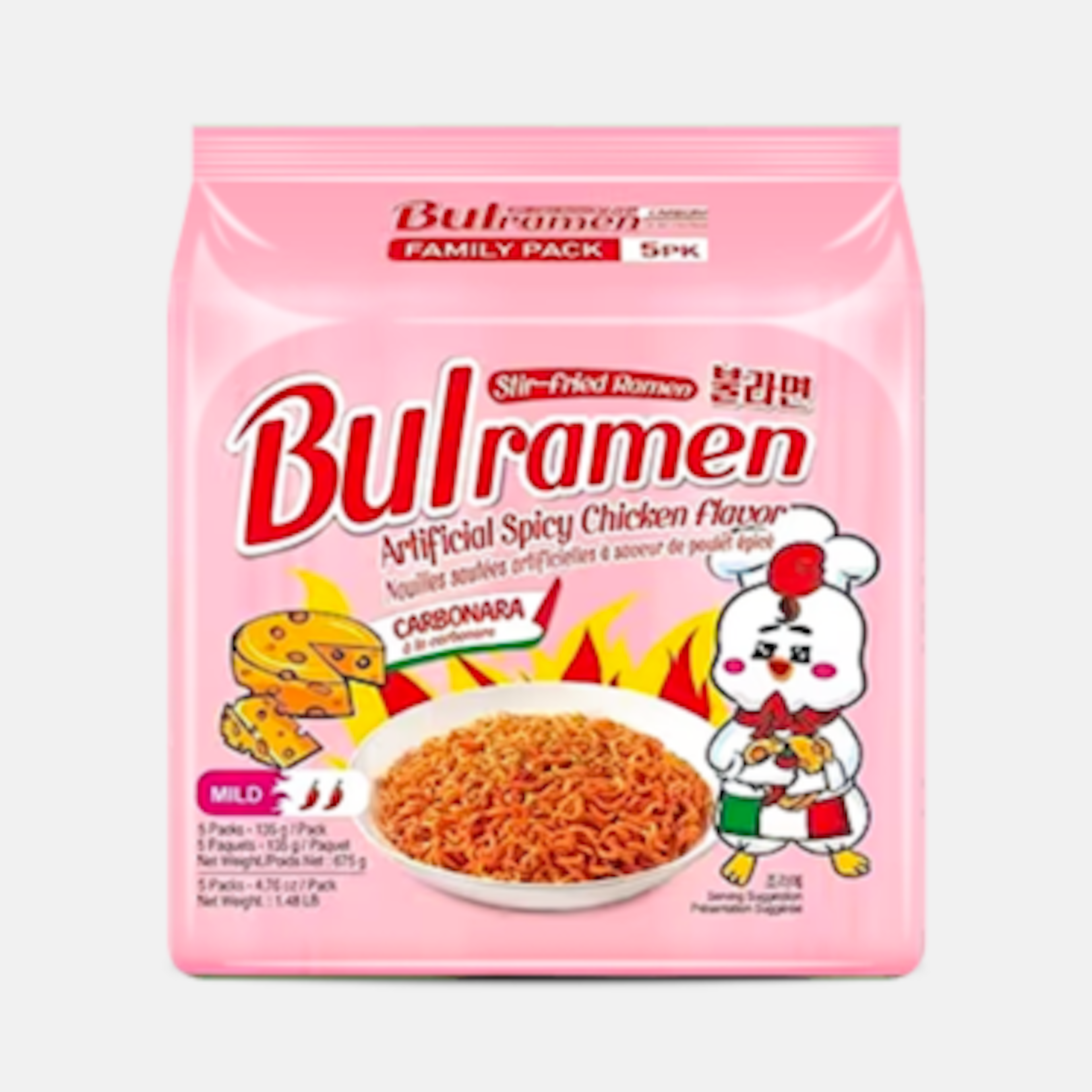 Raon Bulramen Spicy Chicken Flavor Ramyeon Carbonara 5er-Pack