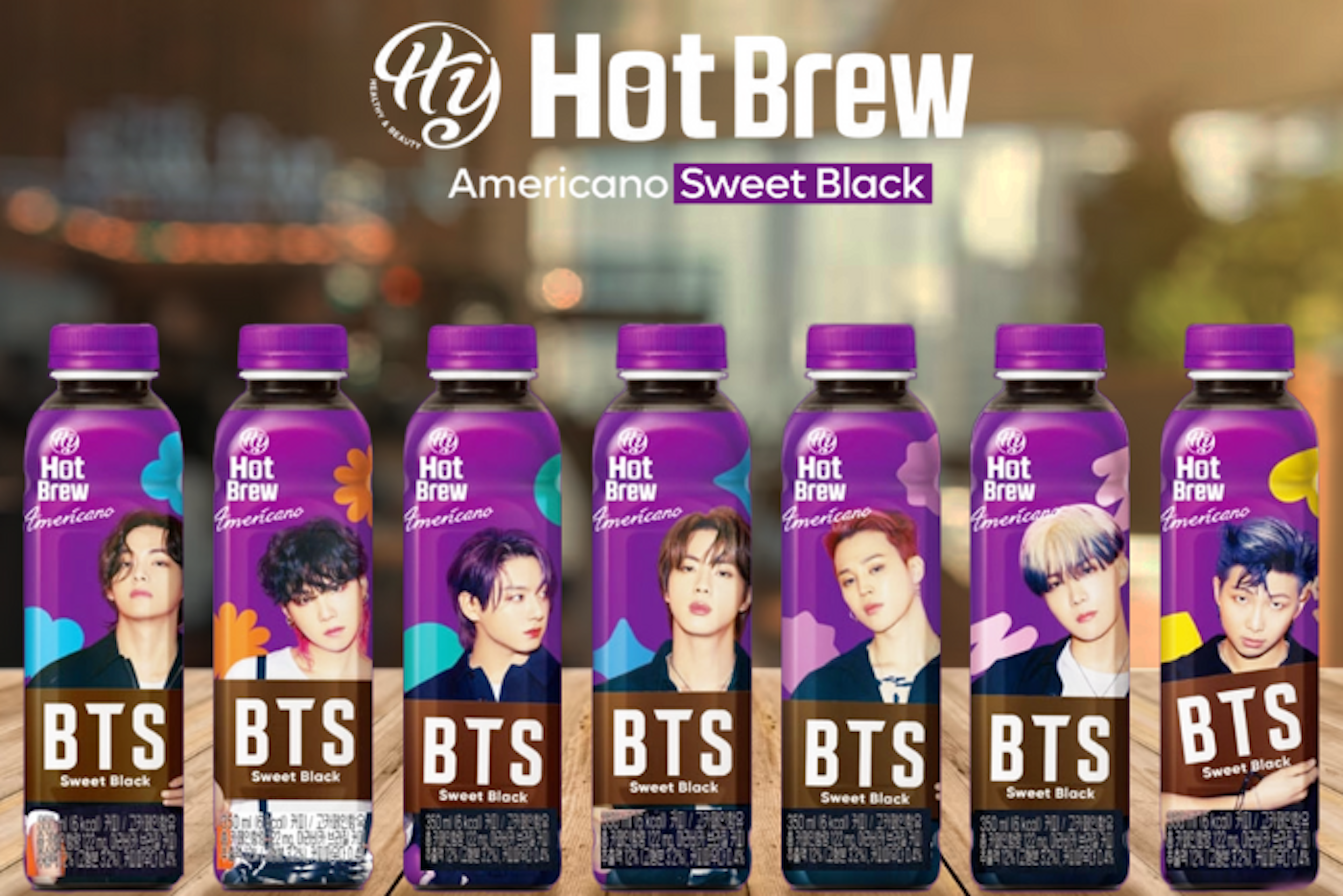 HY BTS Hotbrew süß schwarzer Kaffee 350ml - Ideal für unterwegs oder zu Hause