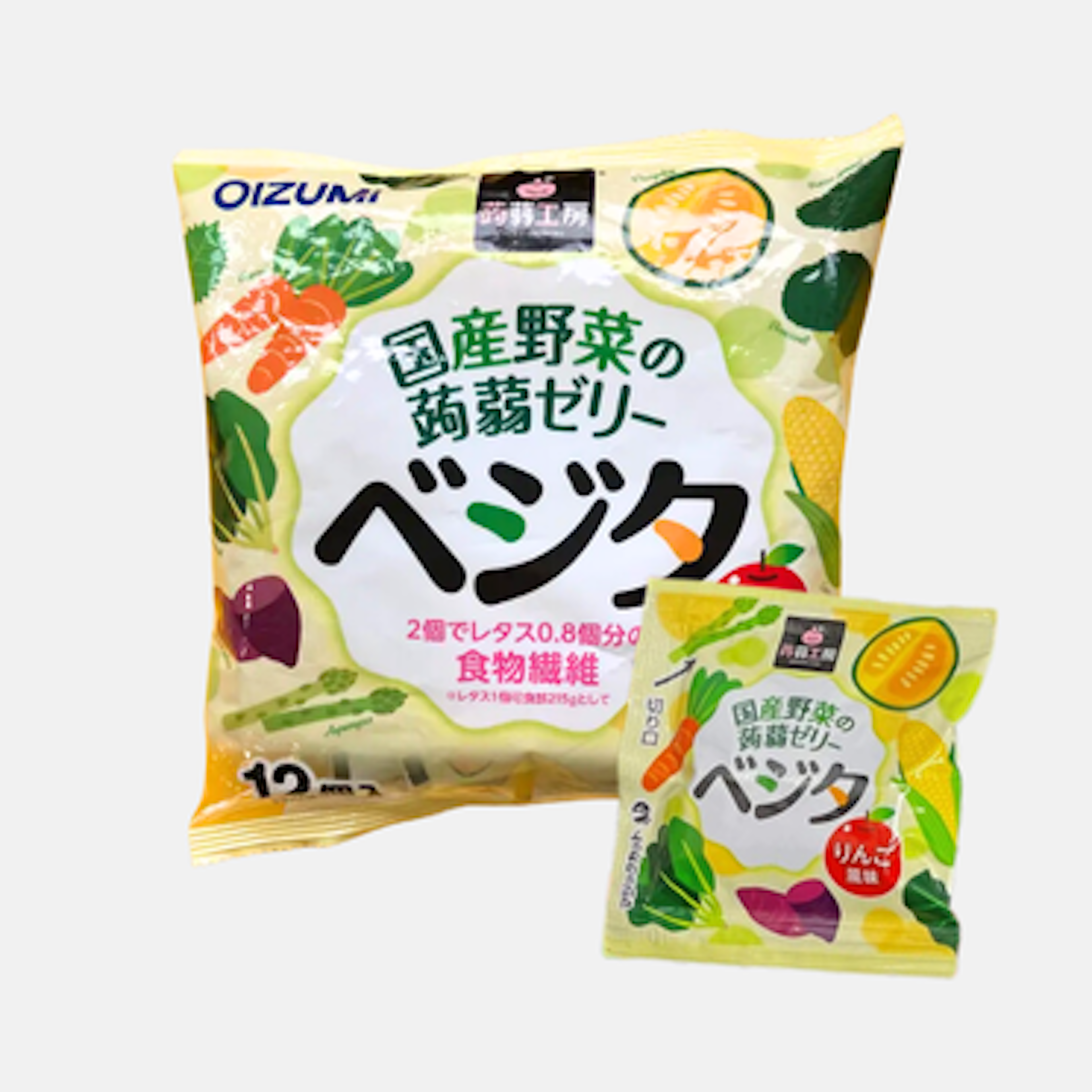 OIZUMI Konjak Jelly Gemüse - Gesunder Gemüse-Konjakt-Snack, 12er Pack