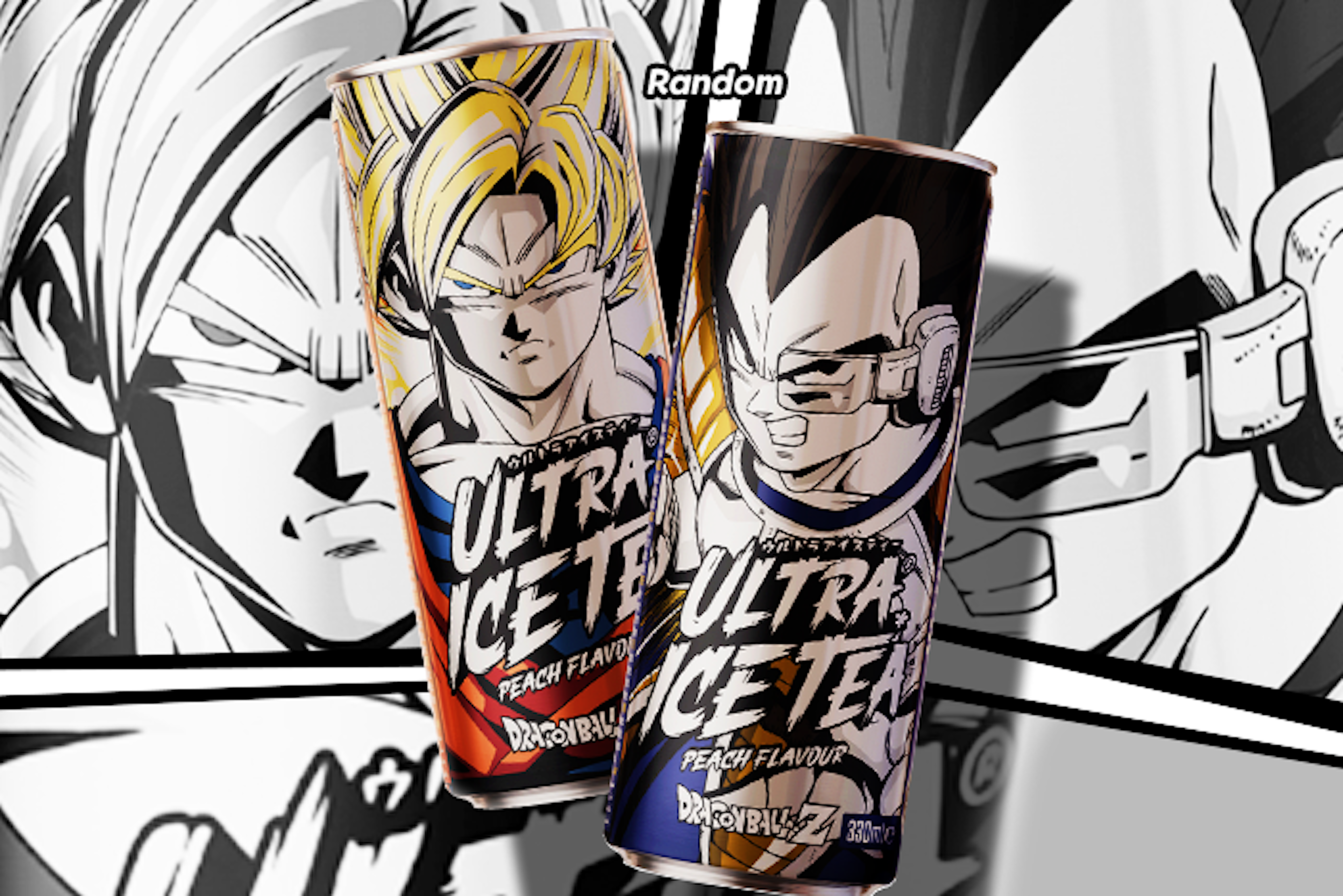 Dragon Ball Z Ultra Ice Tea Peach Flavour Dose mit Goku.