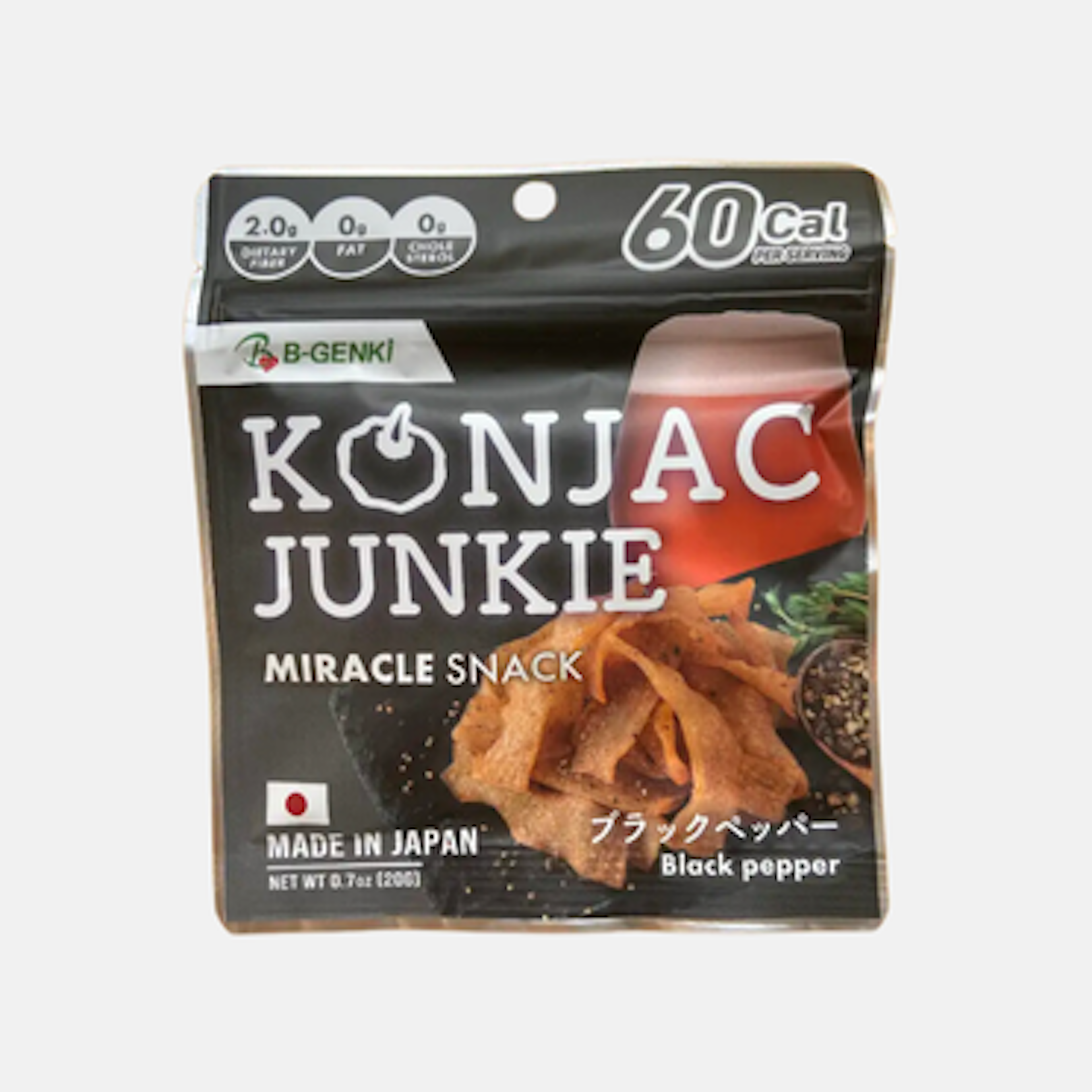 Marukin Konjac Junkie Black Pepper - Kalorienarmer und gesunder Konjak-Snack, 20g