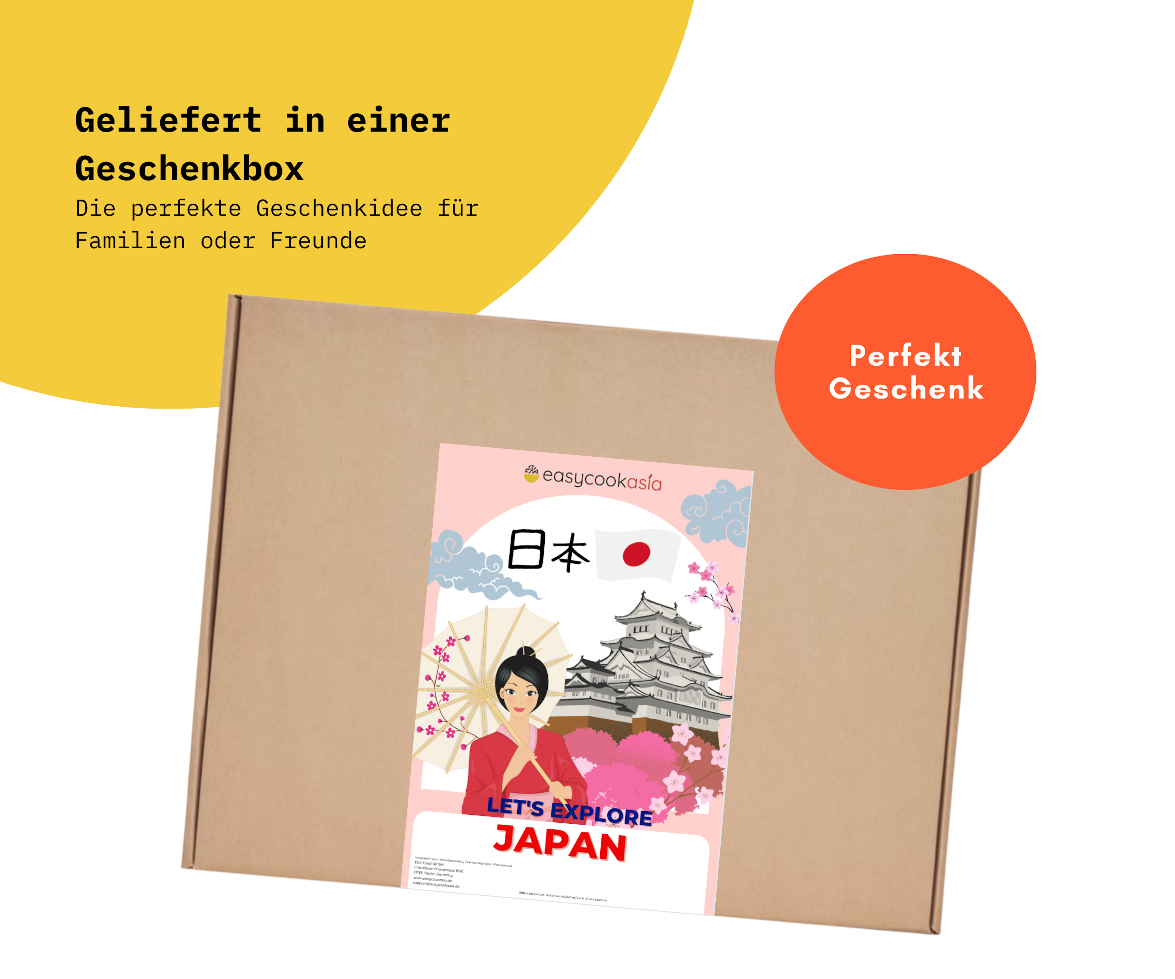 Einzeln verpackte Snacks und Getränke aus der Japan Surprise Snack Box.