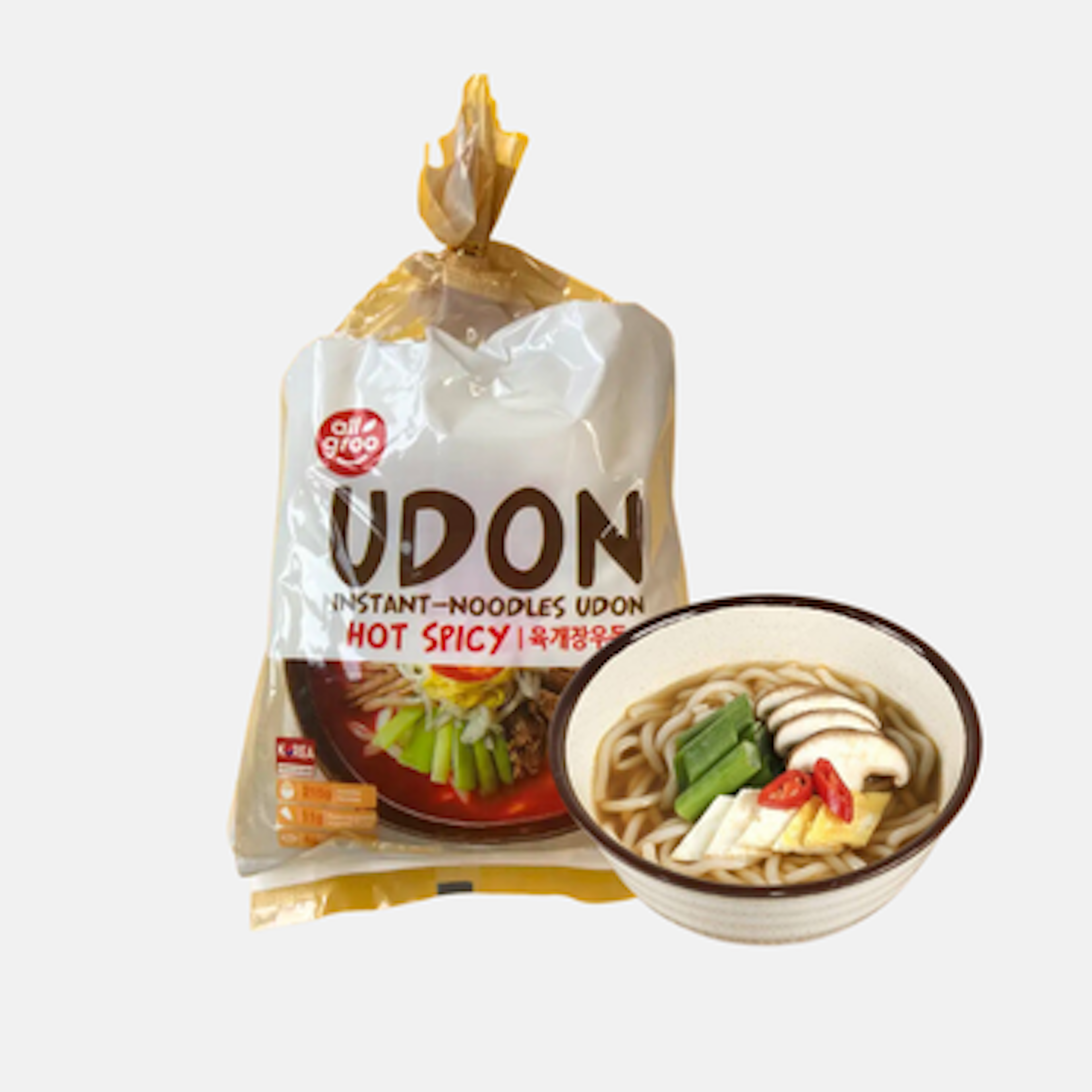 Allgroo Udon Instant-Nudeln Hot Spicy - Würzige Udon mit scharfem Geschmack, 3er Pack