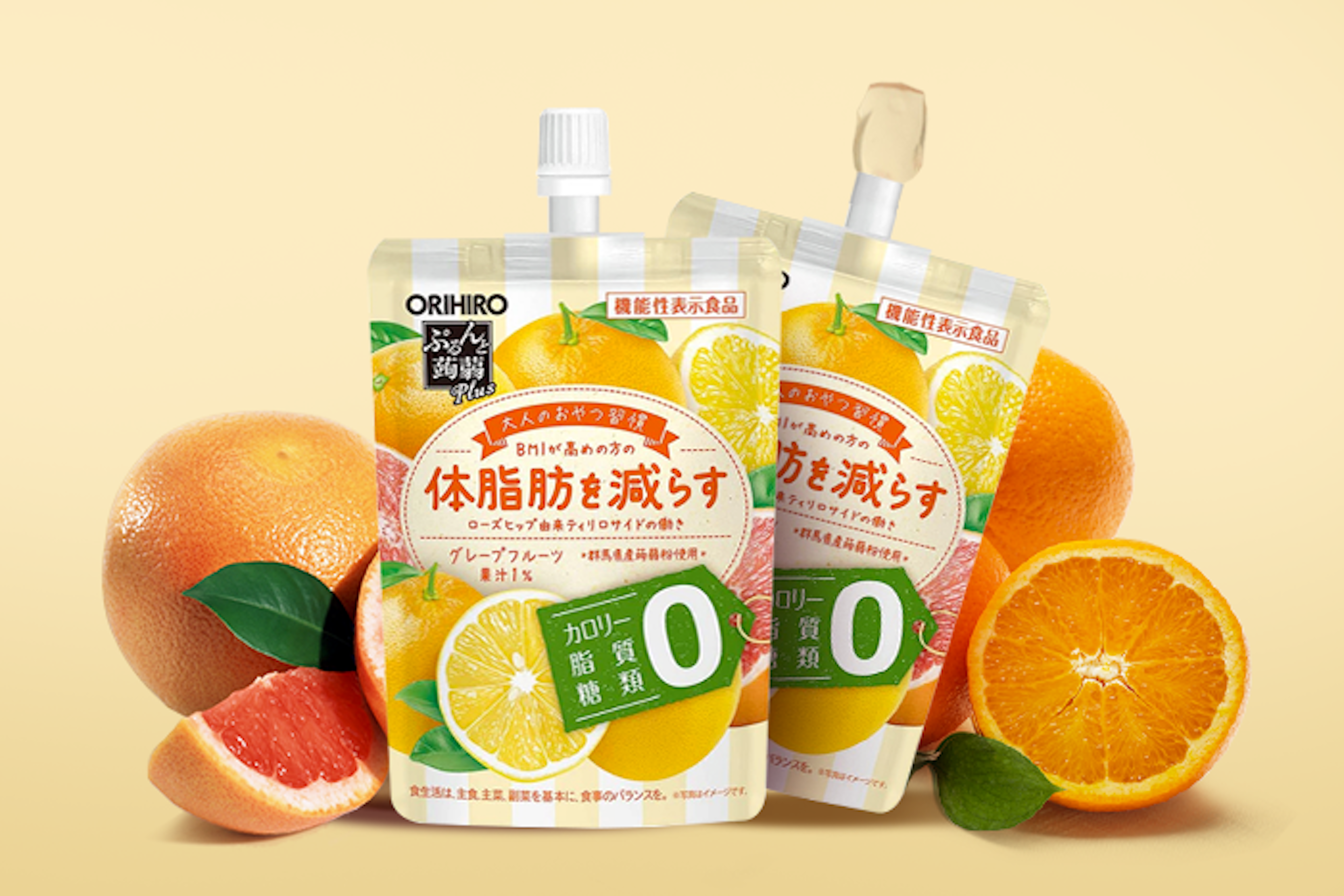 ORIHIRO Puru Puru Konjac Jelly Drink Grapefruit Geschmack 130g - Kalorienfreier, gesunder Snack