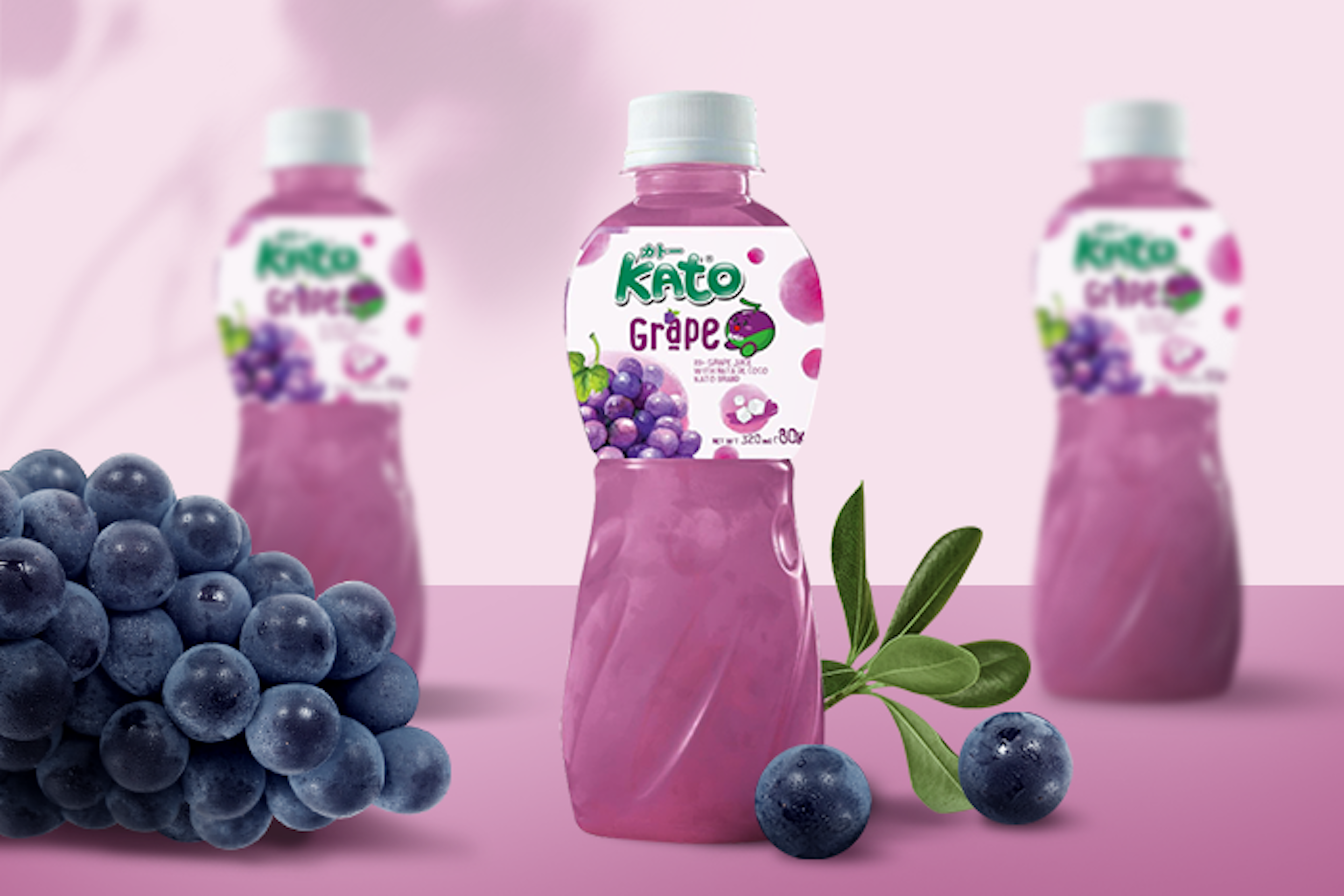 KATO Grape Juice with Nata De Coco 320ml - Refreshing and Fruity Drink