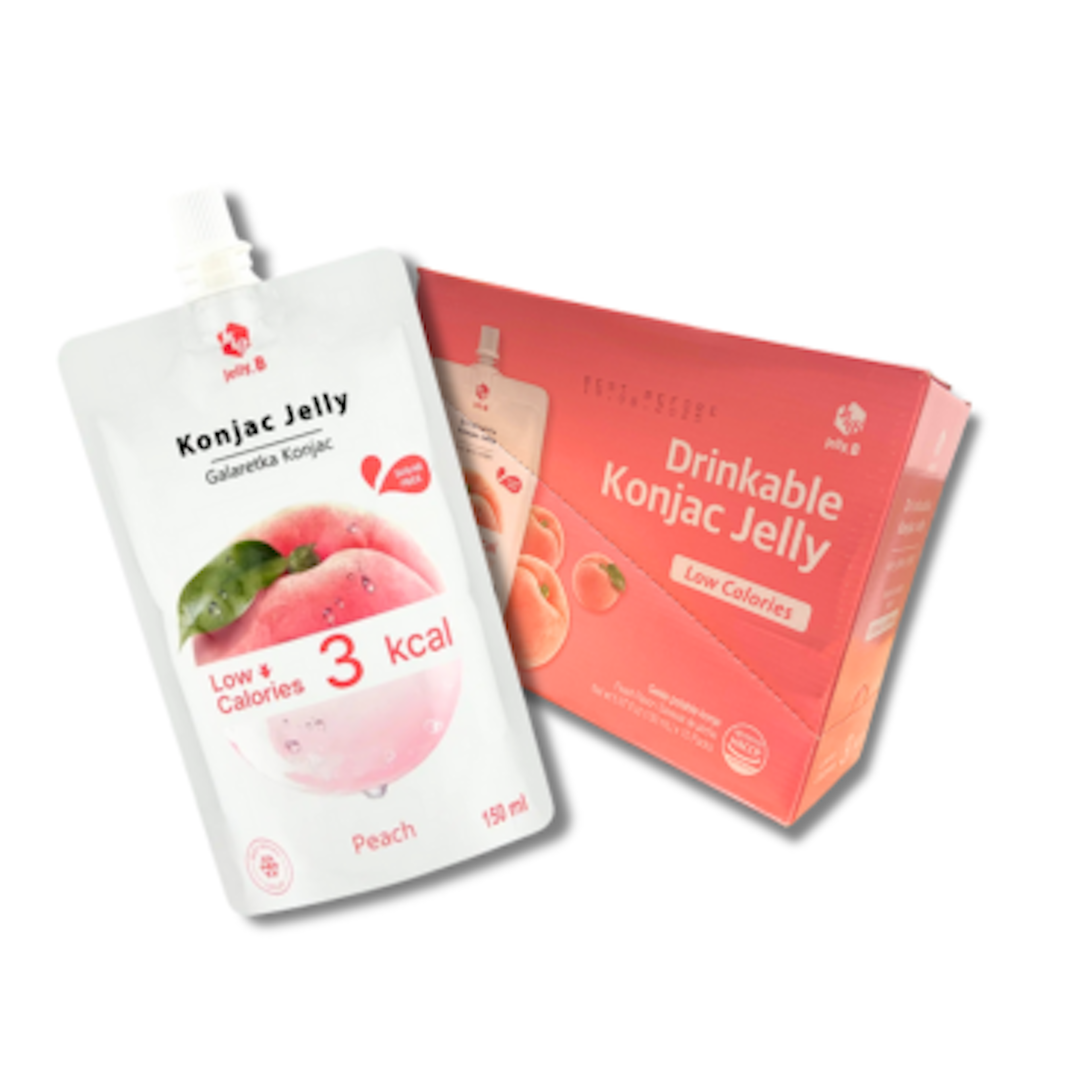 Jelly.B Drinkable Konjac Jelly Peach - Erfrischendes und gesundes Getränk, 150ml